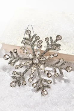 6" Antiqued Rhinestone Snowflake Ornament