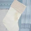 Beige Stocking with Stripe & Tassel