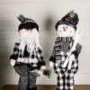 32” Black and White Buffalo Check Santa and Snowman Plush Figurine