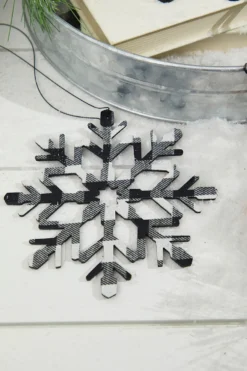 6” Black And White Buffalo Check Snowflake Ornament