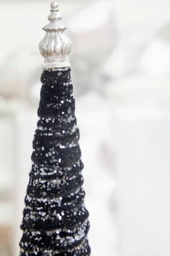 14" Black Flocked Resin Tree