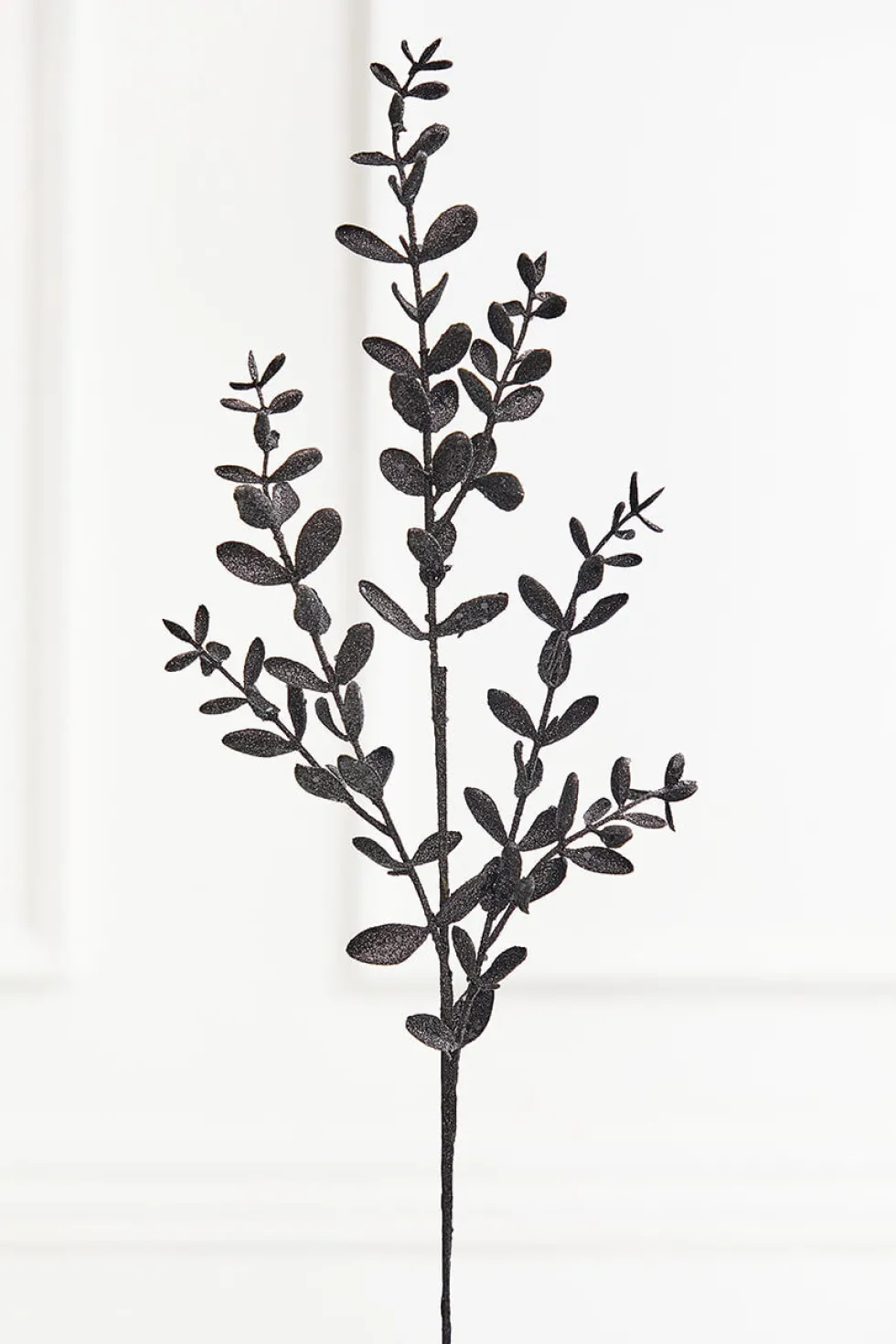30" Black Glitter Eucalyptus Spray