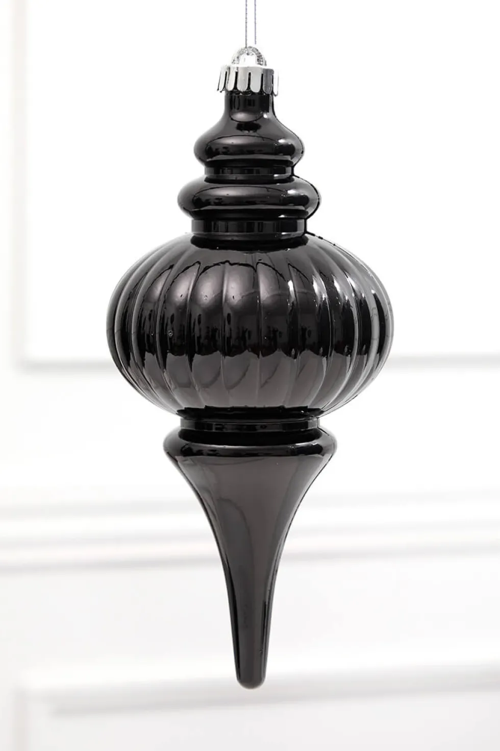 10" Black Metallic Finial Ornament
