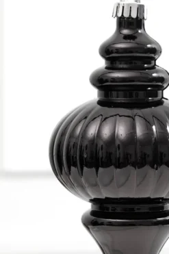 10" Black Metallic Finial Ornament