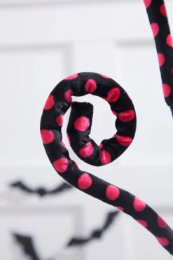 29” Black & Pink Polkadot Spiral Curly Spray