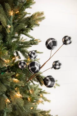 25” Black & White Buffalo Check Plaid Ball Spray