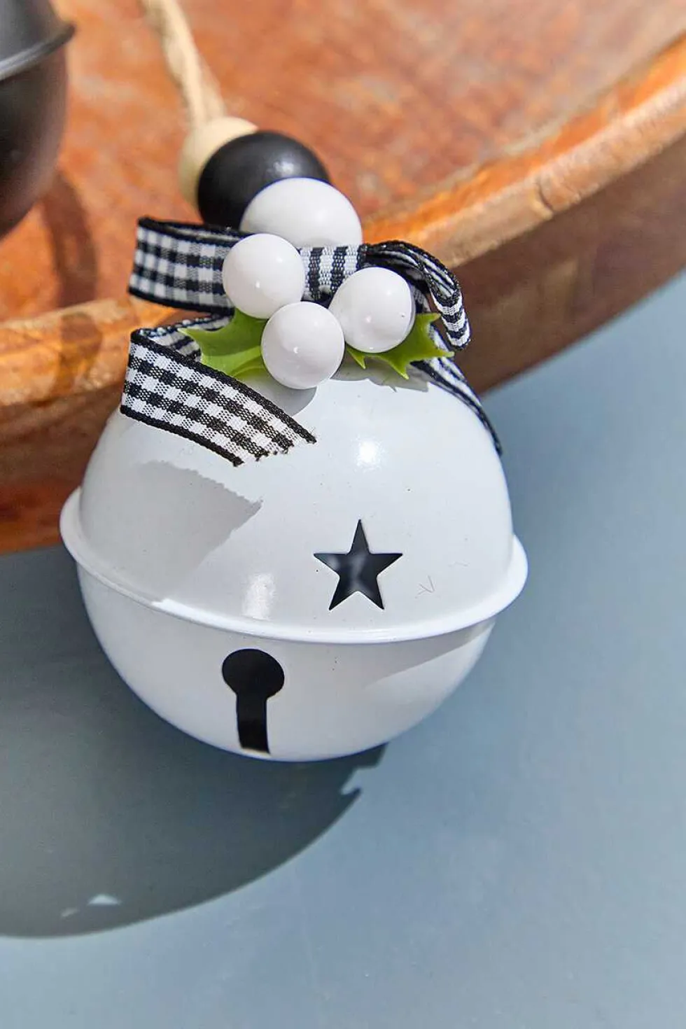3" Black & White Metal Bell Ornament