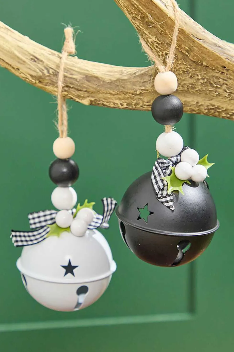 3" Black & White Metal Bell Ornament