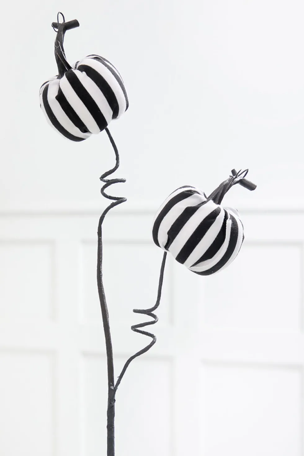 26" Black & White Striped Halloween Pumpkin Spray