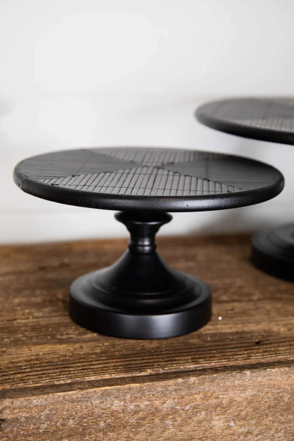 Black Wood & Metal Cake Stand - Set of 2