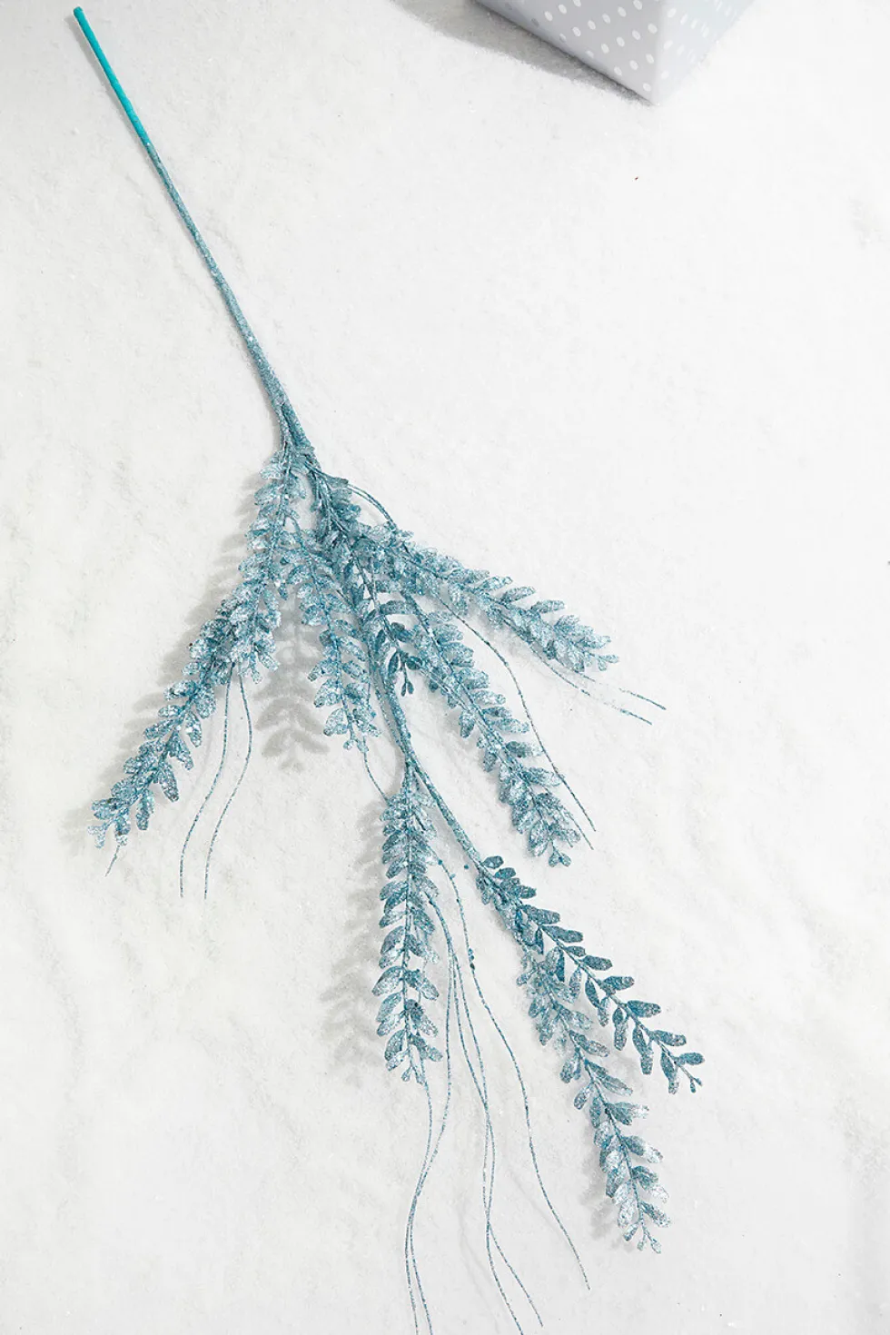 34" Blue Glitter Fern Spray