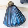 3.5" Blue Ribbed Glass Ornament