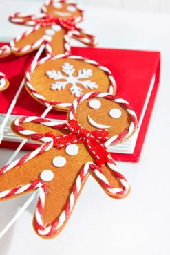27" Brown, White and Red Gingerbread Spray
