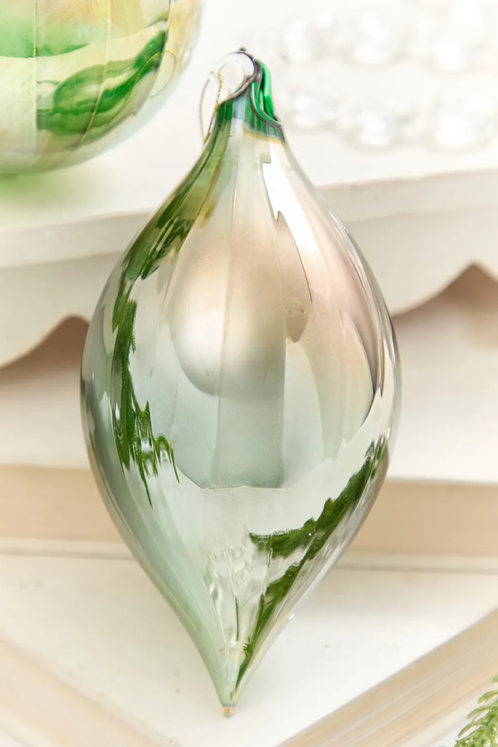 4" - 7" Brushed Copper & Reflective Blown Glass Ornament