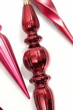 12" Burgundy Finial Boxed - Set of 4