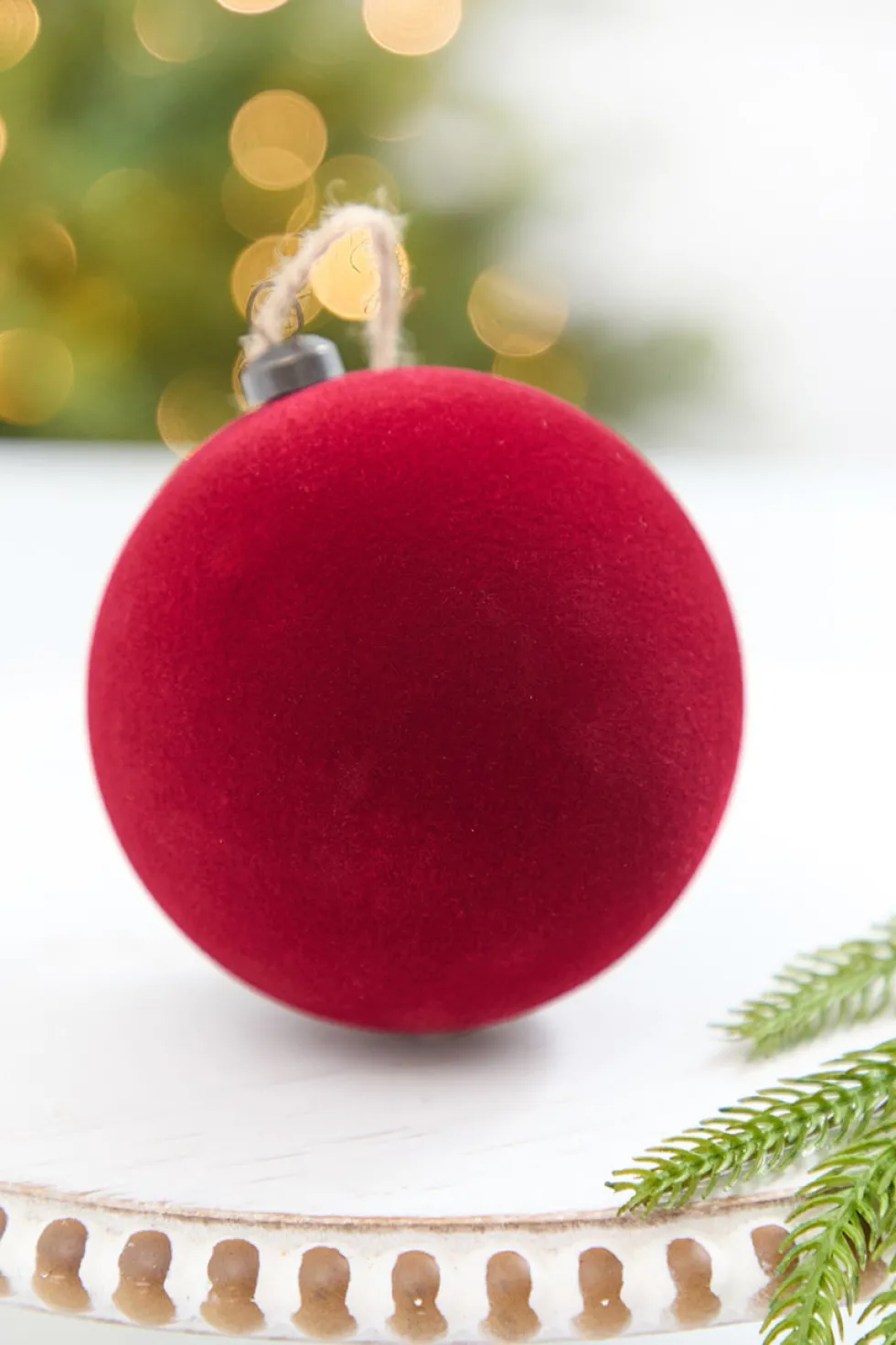 4" Burgundy Flocked Ball Ornament