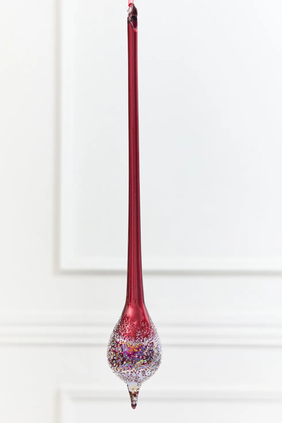 15.5" Burgundy Glass Drop Ornament