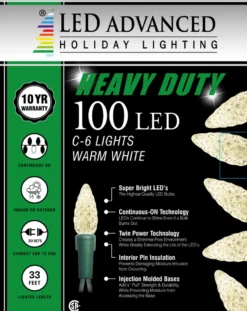C6 Faceted 100 LED Light Set - Warm White