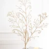 34" Champagne Glitter Lace Leaf Spray