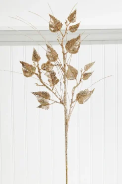 30” Champagne Glitter Sequin Rose Leaf Grass Christmas Spray