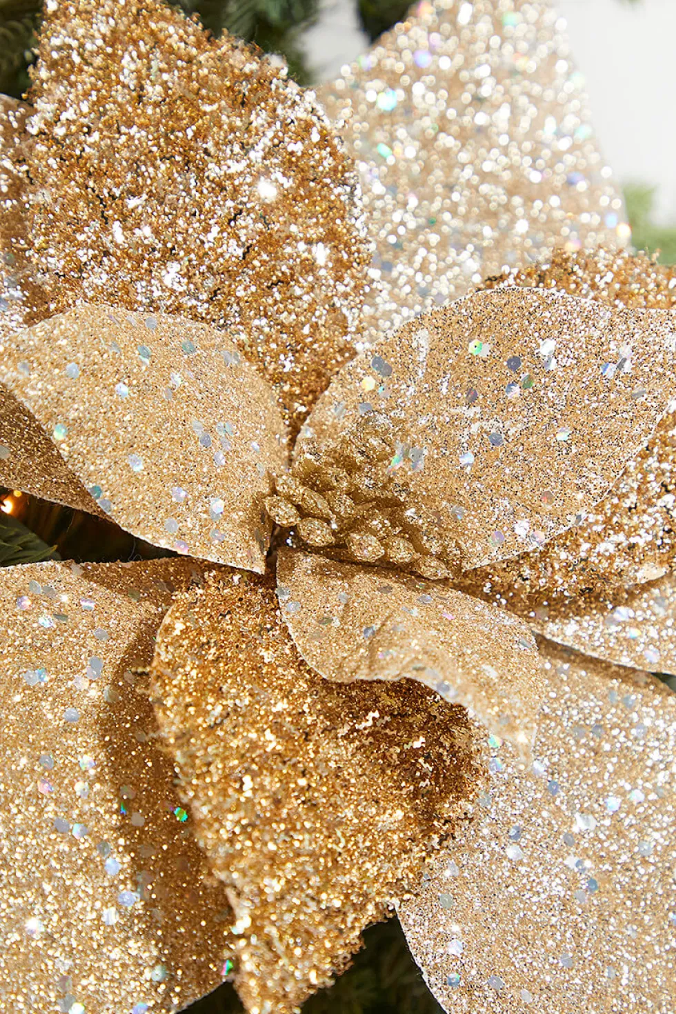 19" Champagne Metallic Poinsettia Stem