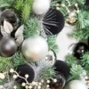 24" Christmas Pine Wreath with Black Velvet Balls