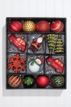 Christmas Shatterproof 25 Piece Assortment - Red, Green, Gold