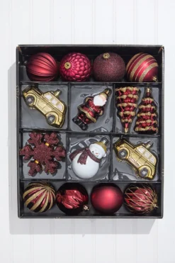 Christmas Shatterproof 25 Piece Assortment - Red, Gold
