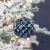 10 CM Blue Chrome Honeycombed VP Ball Ornament