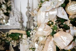 10 CM Champagne Matte Glitter Quilted Net Ball Ornament