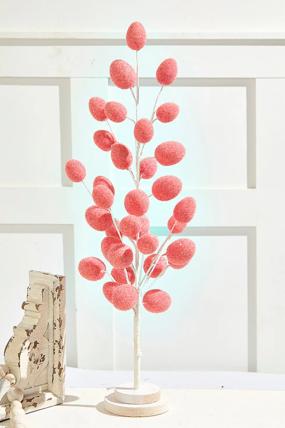 22.5" Colorful Flocked Egg Tree