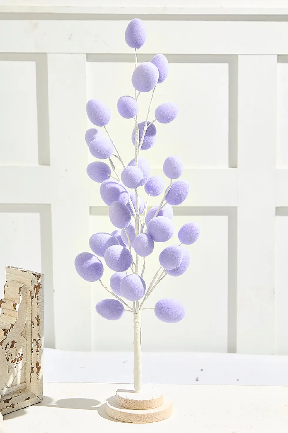 22.5" Colorful Flocked Egg Tree