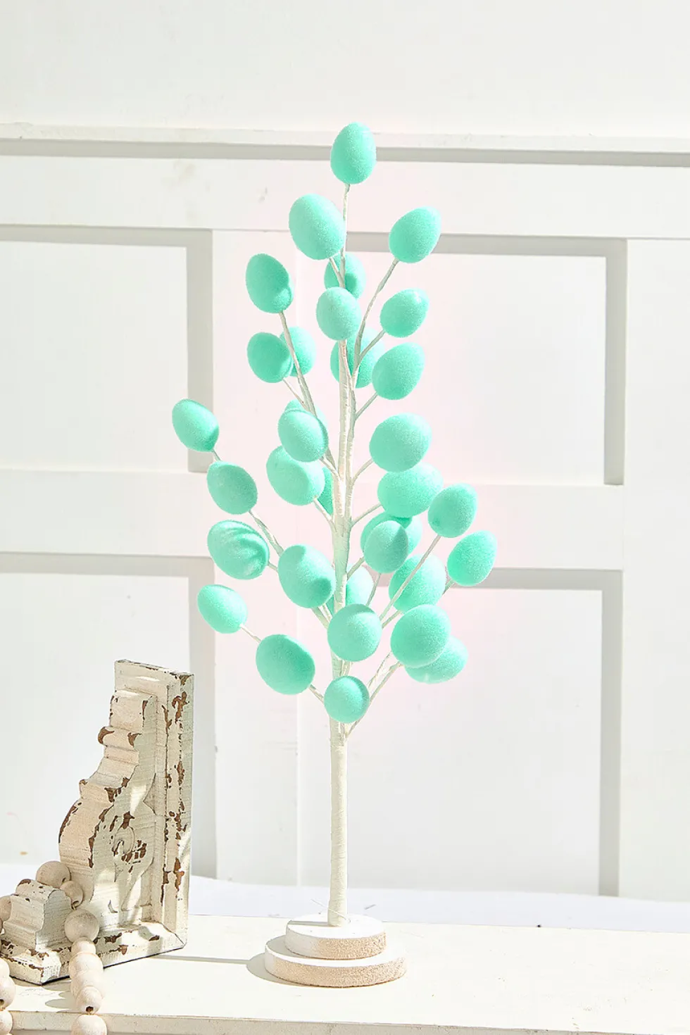 22.5" Colorful Flocked Egg Tree