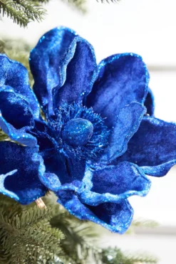 24" Deluxe Velvet Saphire Magnolia Stem