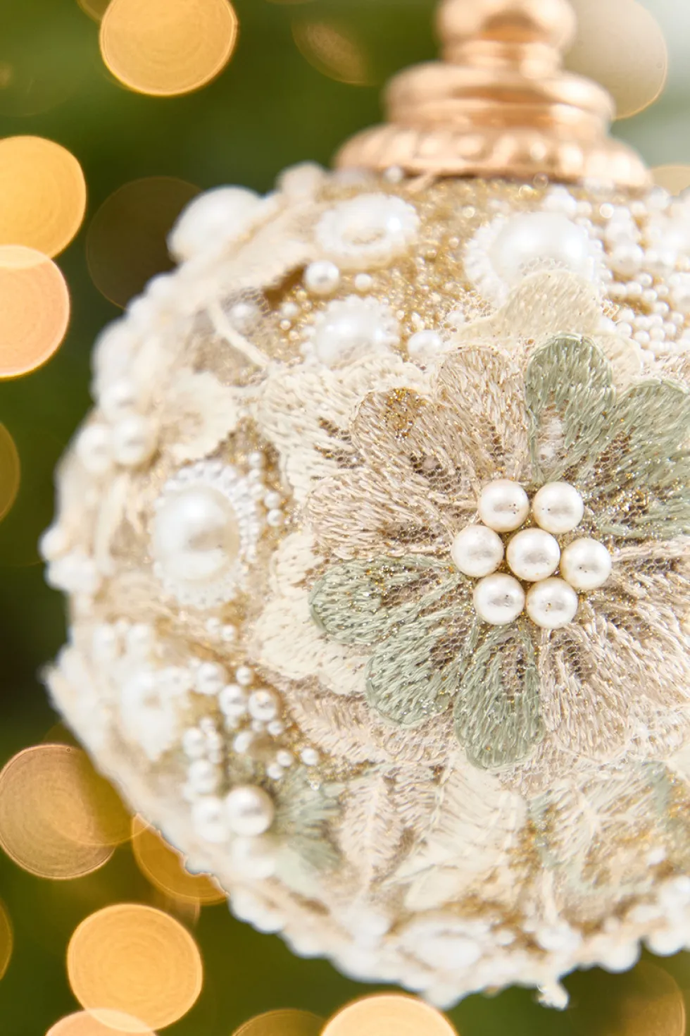 4" Embellished Pearl Glitter Ornament