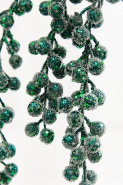 31" Emerald Glitter Berry Spray