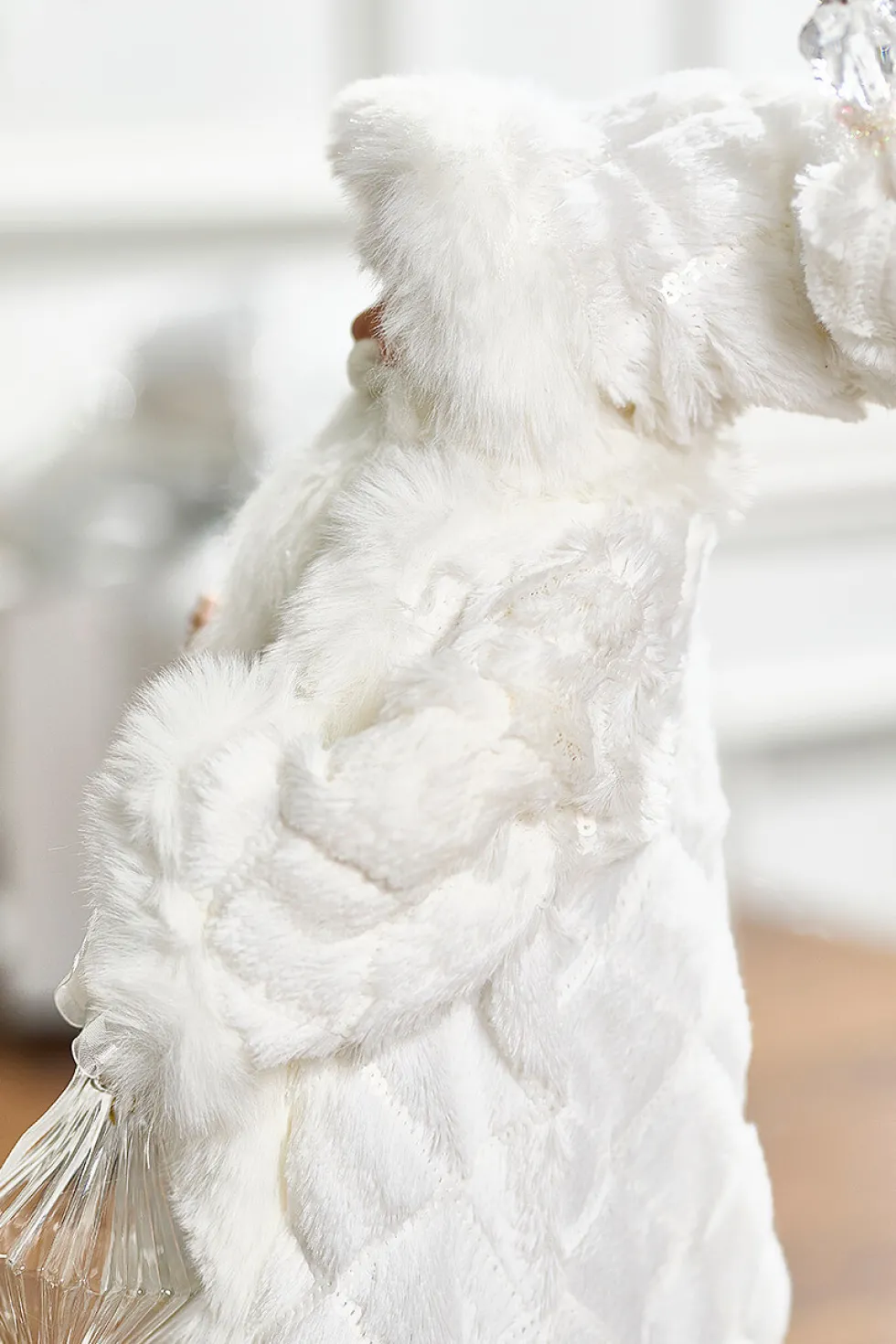 21" Fabric Jewel Winter Santa With Base