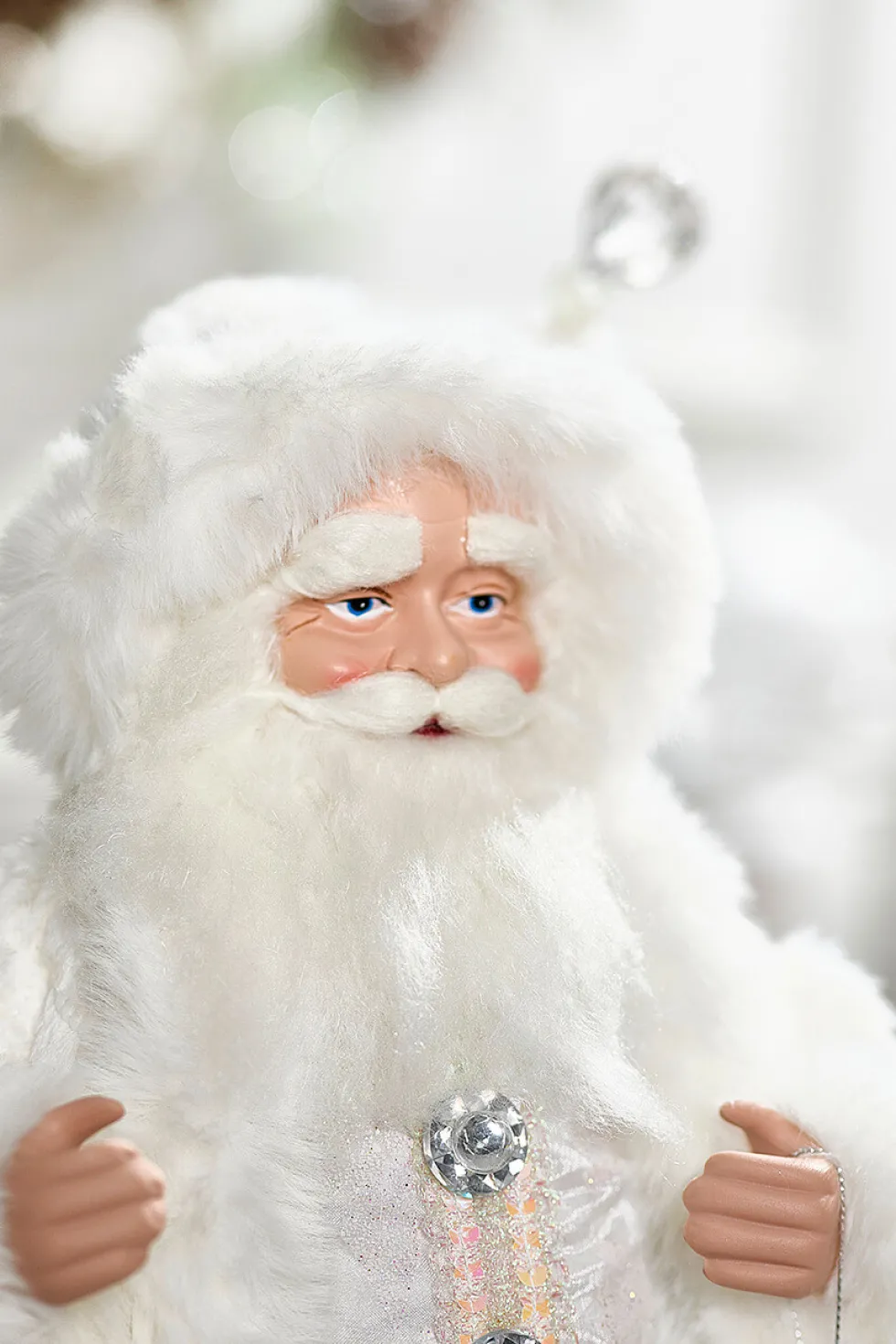 21" Fabric Jewel Winter Santa With Base