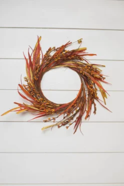 7” Faux Autumn Grass Candle Ring