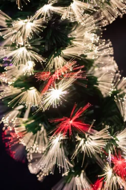 24" Fiber Optic Wreath - Multicolor with White