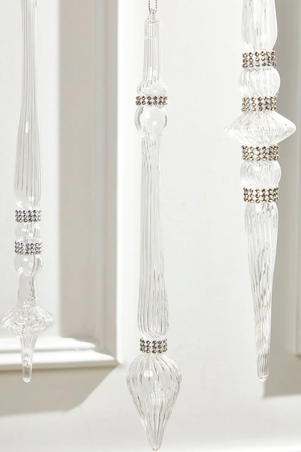 12" Finial Glass with Jewels Ornament