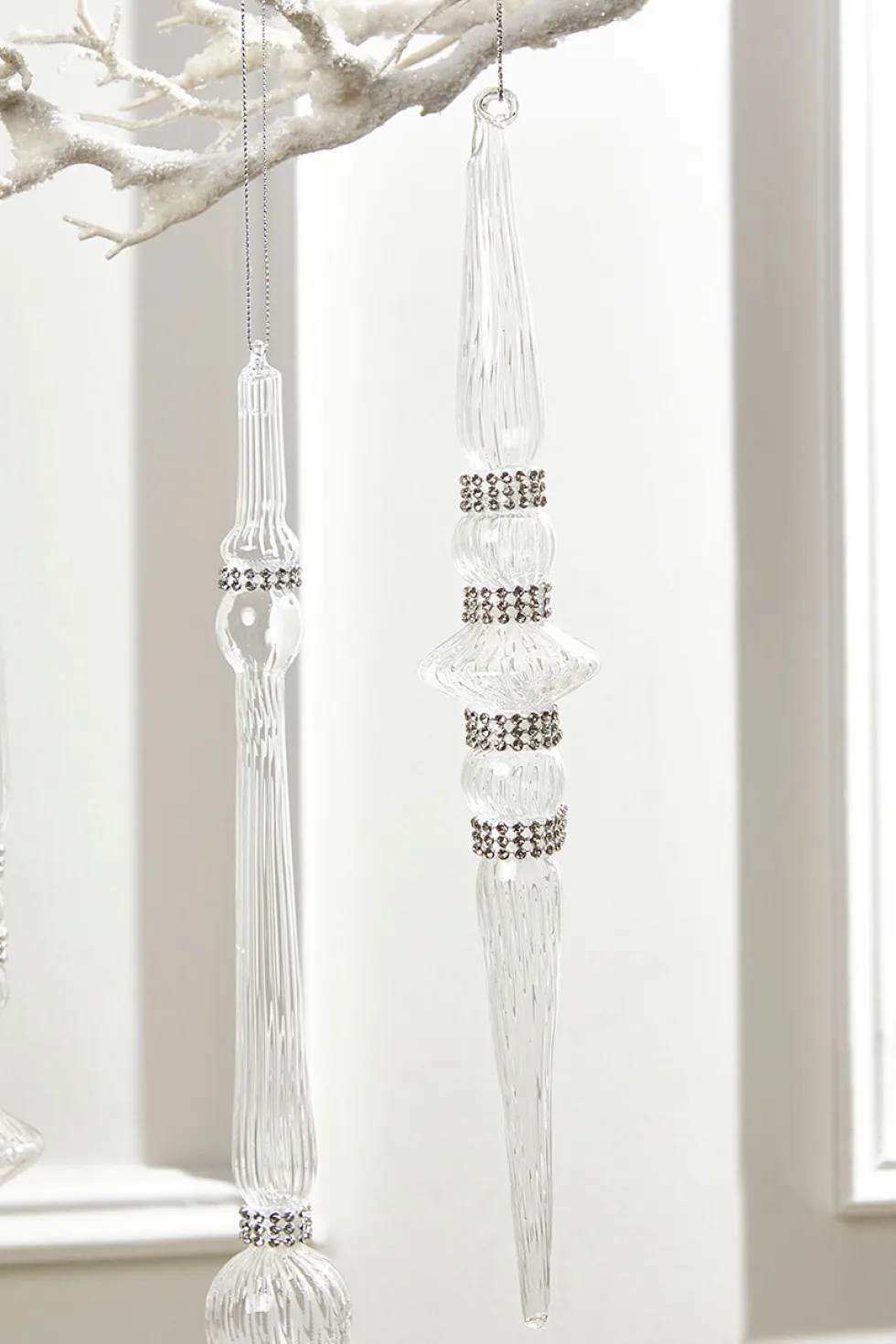 12" Finial Glass with Jewels Ornament
