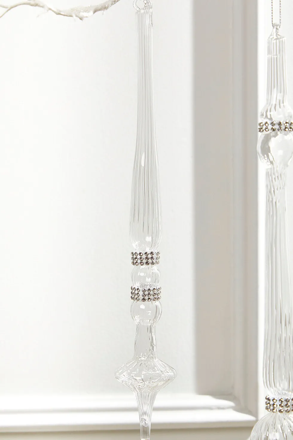 12" Finial Glass with Jewels Ornament