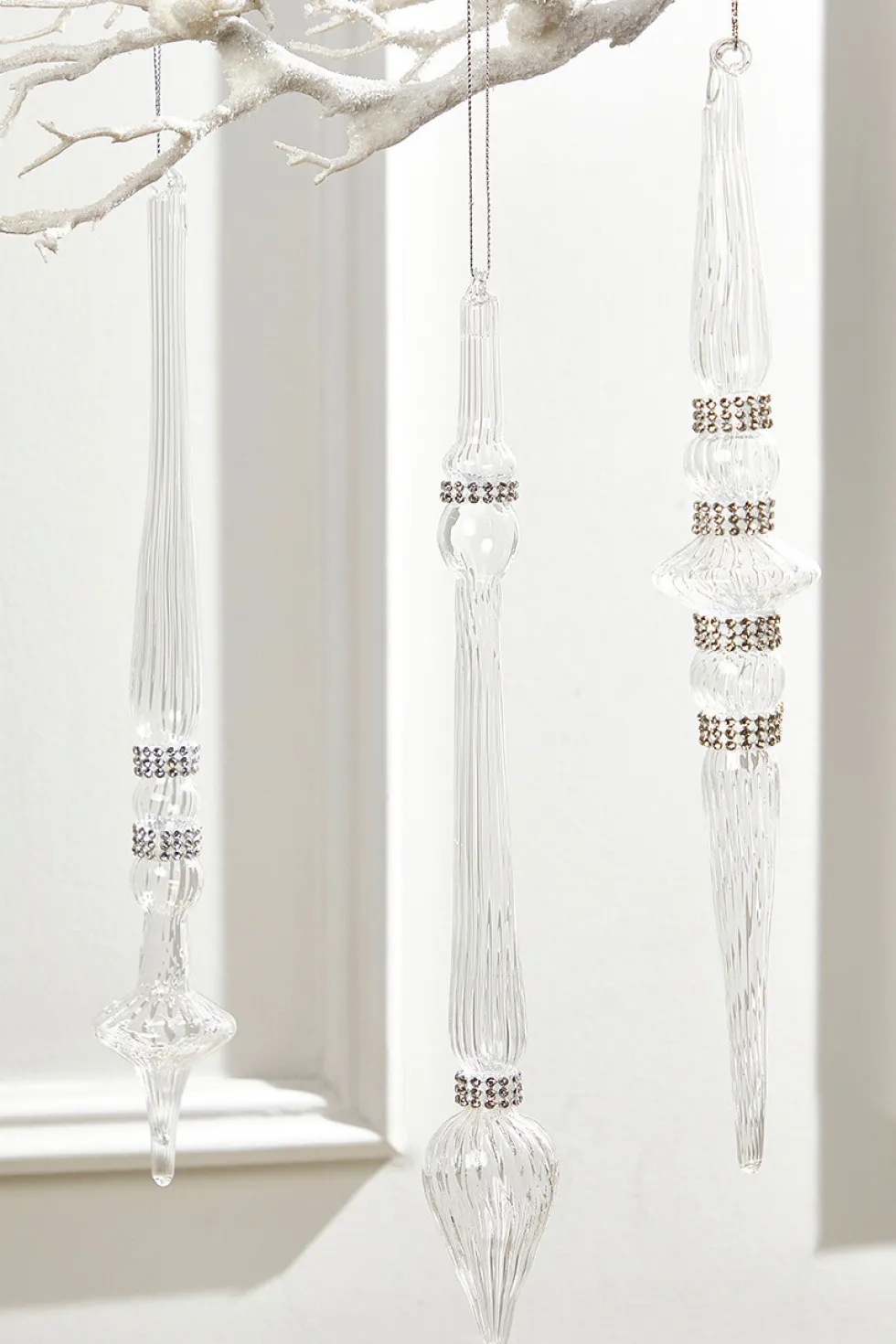 12" Finial Glass with Jewels Ornament