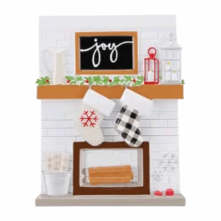 Fireplace Mantle Family of 2 Customizable Ornament
