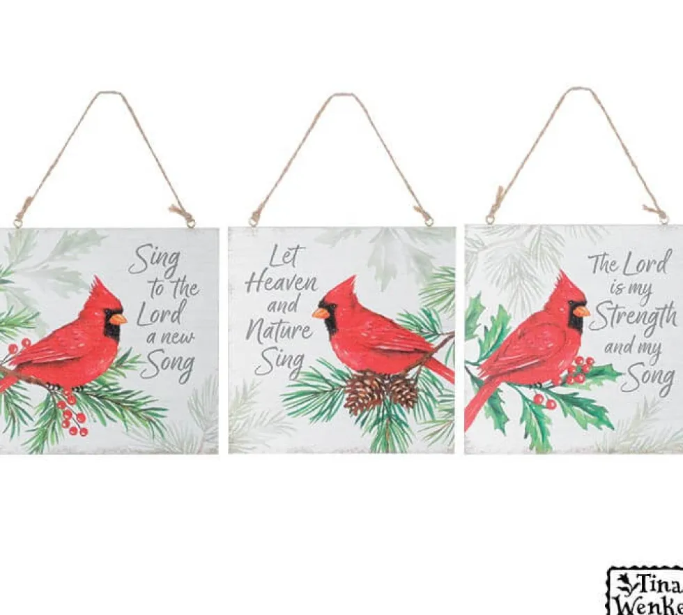 5" Flat Ornament with Cardinals and Sentiments