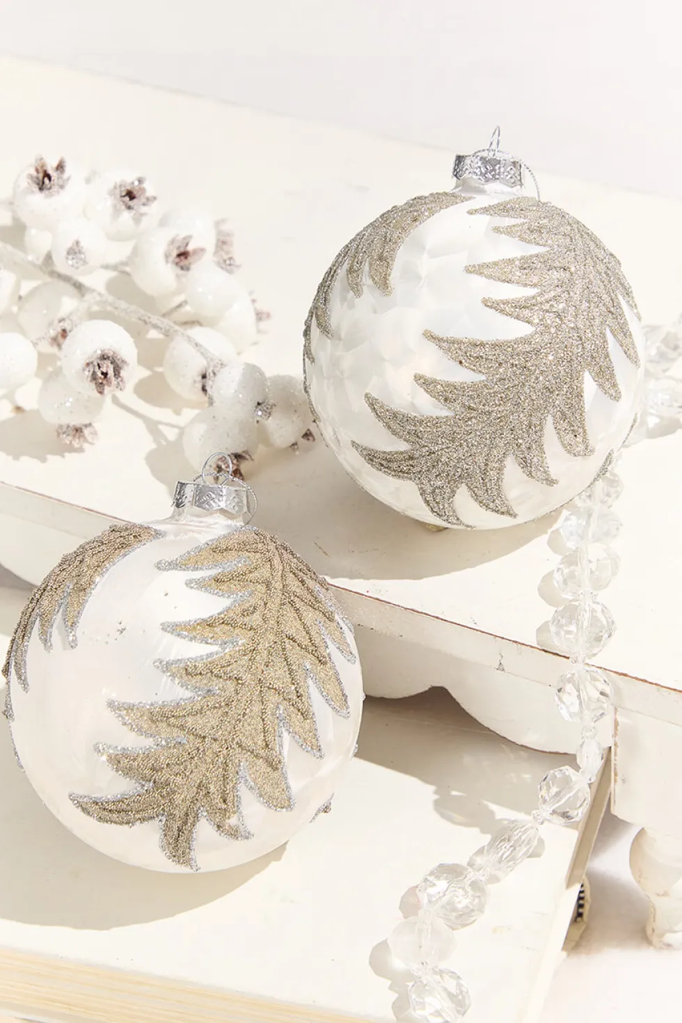 4” Frosted Silver with Tree Glass Ornament