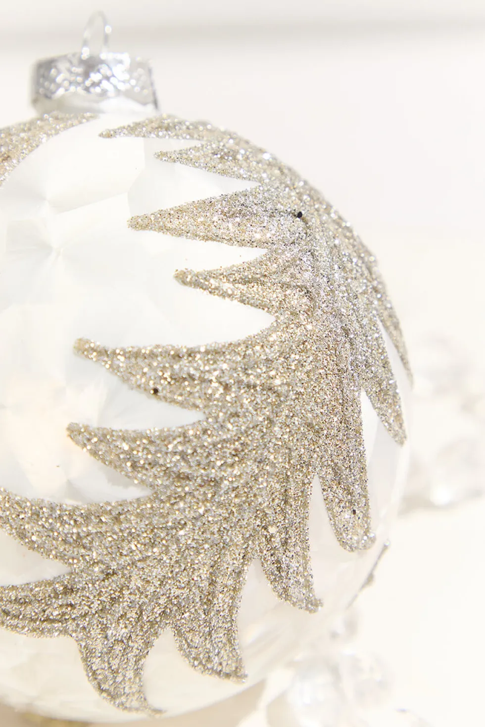 4” Frosted Silver with Tree Glass Ornament