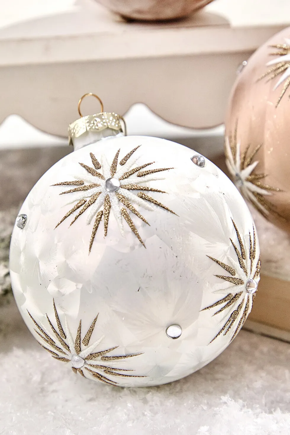 5" Frosted Starburst Glass Ornament