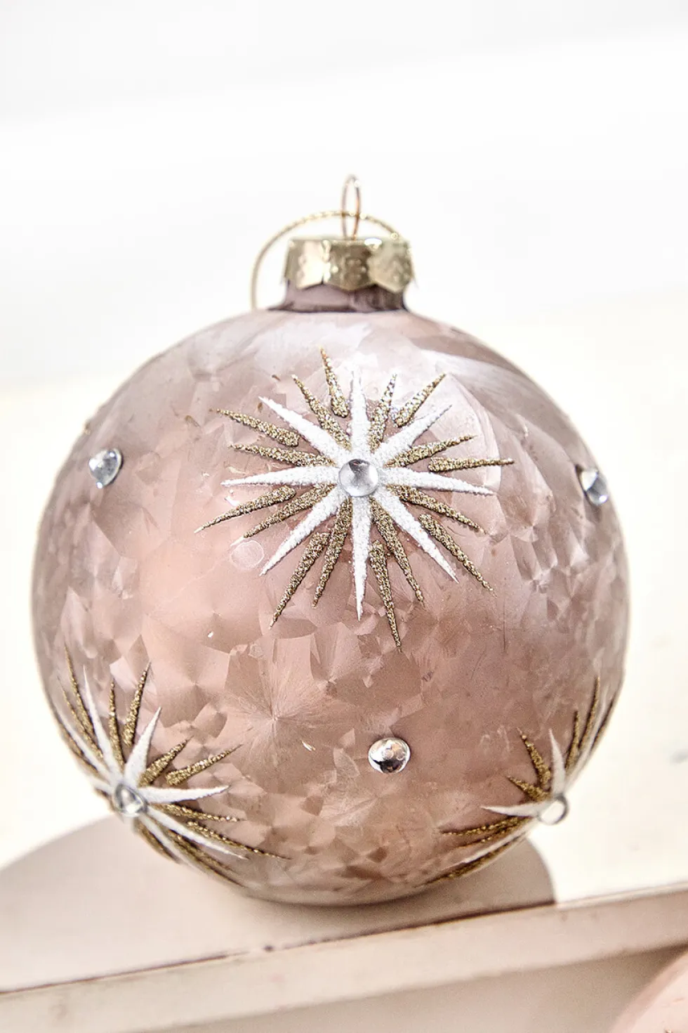 5" Frosted Starburst Glass Ornament